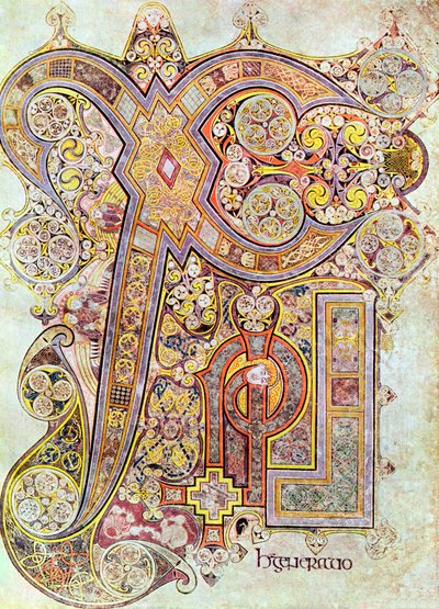 Monogrampagina uit het Boek van Kells Christi Auteum Generatio, ca. 800 door Unbekannt