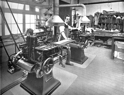 Monotype-gieters en stereotype-afdeling, 1919 door Unbekannt