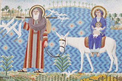Mozaïek in El Moallaqah koptisch orthodoxe kerk: de vlucht naar Egypte, Caïro, Egypte door Unbekannt