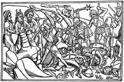 Mozes bidt voor de overwinning van Israël, 1480, 1964 door Unbekannt