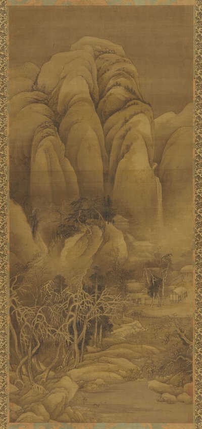 Bergdorp na sneeuw, Ming of Qing-dynastie, 17e eeuw door Unbekannt