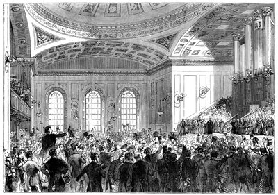 Mr. Gladstone houdt zijn toespraak als Lord Rector van de Universiteit van Edinburgh, 1859-1865 door Unbekannt