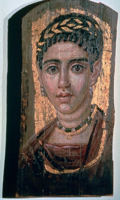 Mummieportret van een Egyptische vrouw door Unbekannt