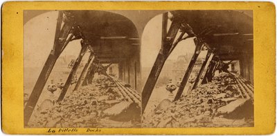 Gemeente Parijs (1871): uitzicht op de kades van de Villette. Anonieme fotografie. Afdruk op karton. Dim. 17x6 cm door Unbekannt