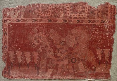 Muurschildering Fragment met Elite Man en Maguey Cactusbladeren, 500-550 door Unbekannt
