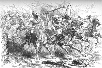 Muiters oprukkend naar Delhi, ca. 1880 door Unbekannt
