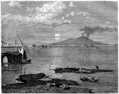 Napels en de Vesuvius, vanaf Pausilippe, Italië, 19e eeuw door Unbekannt