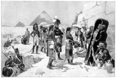 Napoleon Bonaparte inspecteert een mummie bij de piramides, 1801 1900 door Unbekannt