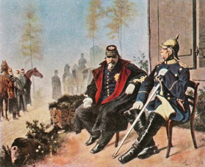 Napoleon III en Bismarck in het wevershuisje in Donchery, 2 september 1870 door Unbekannt