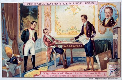 Napoleon onderhandelt over een lening met Gabriel Julien Ouvrard, 1815, 19e eeuw door Unbekannt