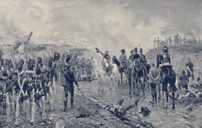 Napoleon en de Oude Garde voor Waterloo door Unbekannt