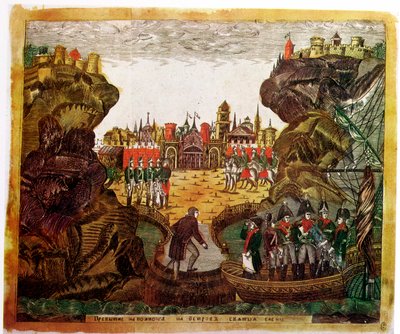 Napoleon arriveert op Sint-Helena, 1815 door Unbekannt