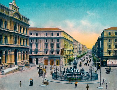 Napoli - Piazza Borsa met Fontein van Neptunus door Unbekannt