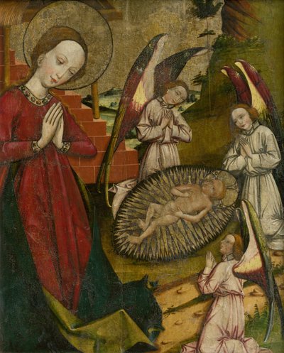 De geboorte van Jezus (Aanbidding), Fragment van een altaarvleugel uit Spišská Stará Ves door Unbekannt