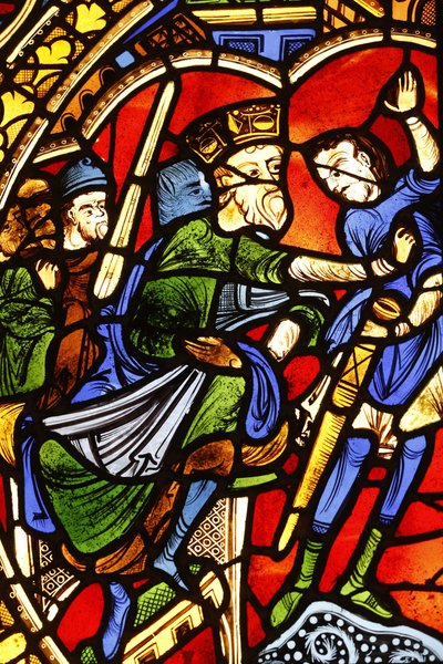 Nationaal Museum van Franse monumenten. Saint Pierre kathedraal. Glas-in-loodraam. De veroordeling van Saint Paul, Parijs, Frankrijk door Unbekannt