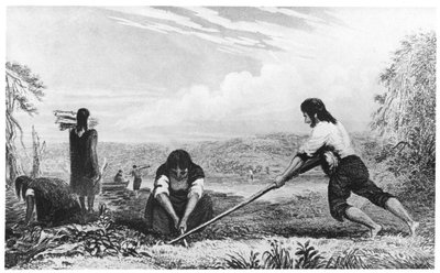 Inboorlingen van Chiloe, Patagonië, met een borstploeg, 1839 door Unbekannt