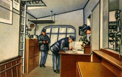 Navigatieruimte aan boord van een zeppelin, 1932 door Unbekannt