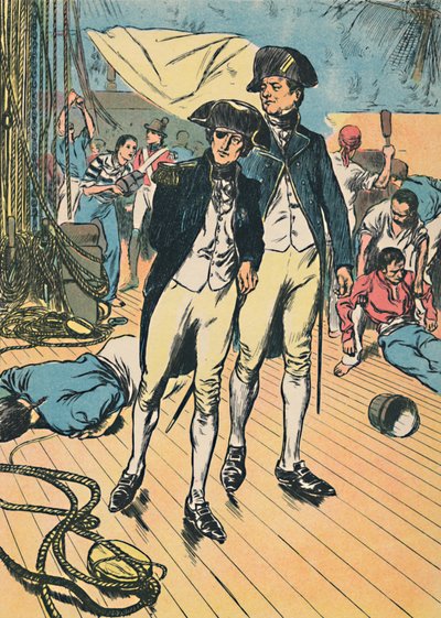 Nelson op de Victory bij Trafalgar, ca. 1907 door Unbekannt