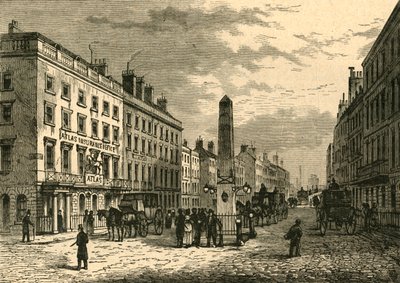 New Bridge Street en de Obelisk in 1755 door Unbekannt