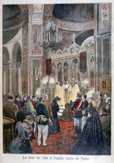 Nieuwjaarsdag in de Russische kerk in Parijs, 1894 door Unbekannt