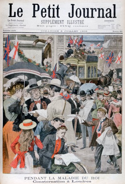 Nieuws over de ziekte van koning Edward VII in Londen, 1902 door Unbekannt