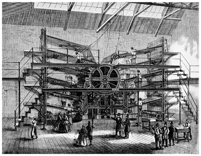 Kranten drukken op een semi-rotatiemachine van tien voet, 1860 door Unbekannt