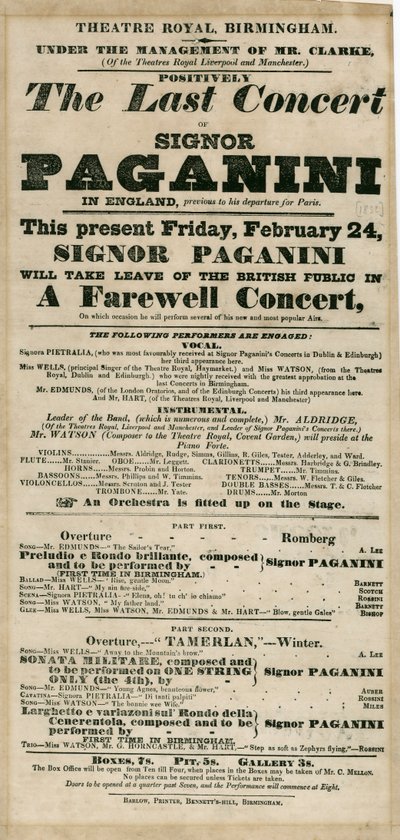 Niccolo Paganini - affiche door Unbekannt