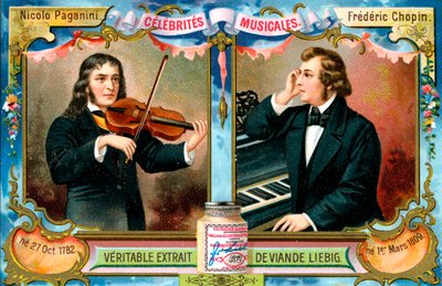 Nicolo Paganini en Frederic Chopin, ca. 1900 door Unbekannt