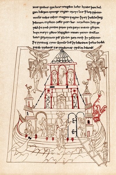 De ark van Noach in de vorm van een Vikingschip met drakenboeg, 10e eeuw door Unbekannt