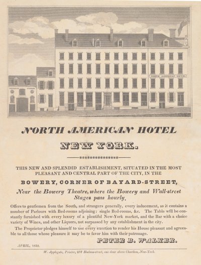 North American Hotel, New York, april 1832 door Unbekannt