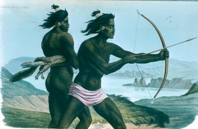 Noord-Amerikaanse San Francisco Indianen jagen met bogen en pijlen, c1840 door Unbekannt