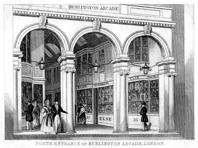 Noordelijke ingang van Burlington Arcade, Westminster, Londen, 19e eeuw door Unbekannt