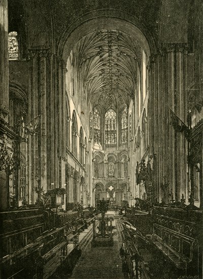 Kathedraal van Norwich. Het koor, kijkend naar het oosten, 1898 door Unbekannt