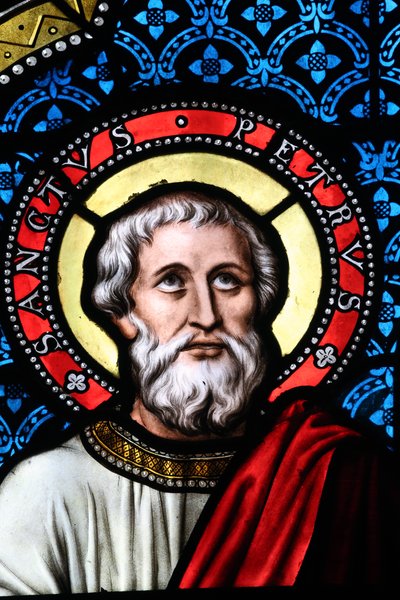 Notre-Dame Saint-Lazare collegiale kerk, Glas-in-loodraam, Sint-Pieter, Avallon, Frankrijk door Unbekannt