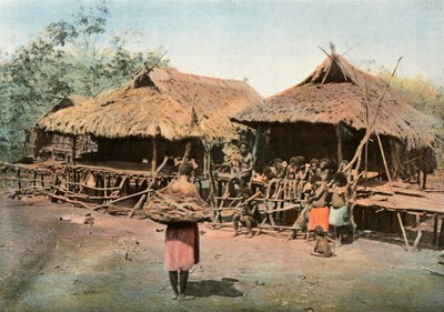Karapuna. Inheems Dorp, Papoea-Nieuw-Guinea, 1900 door Unbekannt