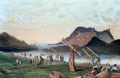 Een totale zonsverduistering waarnemen, 1851 1857 door Unbekannt