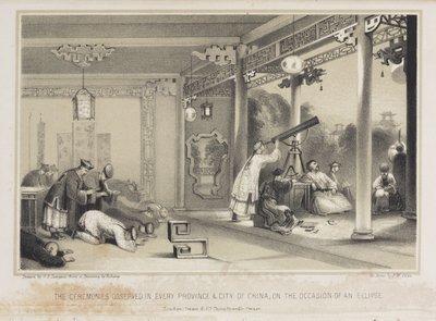 Een zonsverduistering waarnemen in China, ca. 1836 door Unbekannt