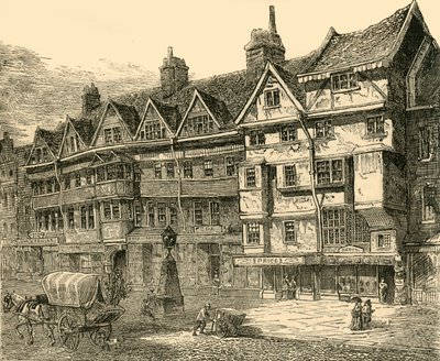 Oude huizen in Holborn nabij Middle Row, ca. 1872 door Unbekannt