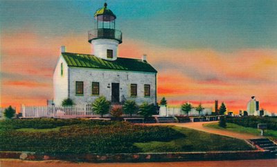 Oude Spaanse vuurtoren, gebouwd in 1850. San Diego, Californië door Unbekannt