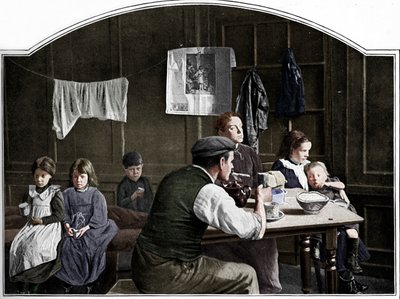 Oude kamer in Slumland, Londen, ca. 1900-1901 door Unbekannt