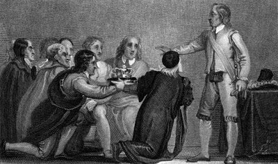 Oliver Cromwell wijst de kroon af, 1650s door Unbekannt