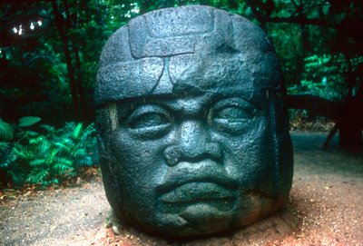 Olmeken gesneden hoofd uit La Venta, Pre-Columbiaans, Midden-Amerika, 1150-800 v.Chr. door Unbekannt