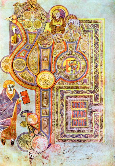 Beginwoorden van het evangelie van St. Mattheüs Liber Generationes, uit het Boek van Kells, ca. 800 door Unbekannt