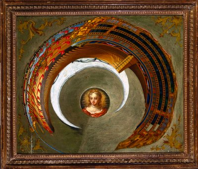 Optische illusies Anamorf schilderij van een schip, c 1744-1774 door Unbekannt