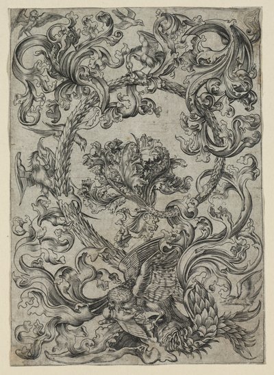 Ornamentaal Bladwerk, met een Uil en andere Vogels, 1400s door Unbekannt