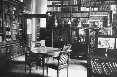 Ostafyevo Landgoed. De studeerkamer en de bibliotheek van Prins Andrei Vyazemsky, Eind 19e eeuw door Unbekannt