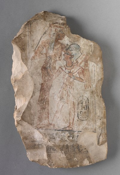 Ostracon: Ramses II gezoogd door een godin, ca. 1279-1213 v.Chr. door Unbekannt