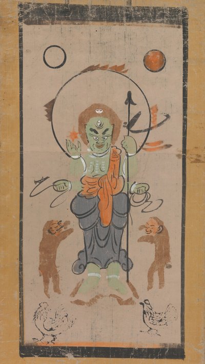 Otsu-e van Shomen Kongoyasha Vajrayaksha door Unbekannt