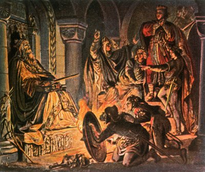 Otto III bezoekt het graf van Karel de Grote, 1000 AD, 1936 door Unbekannt