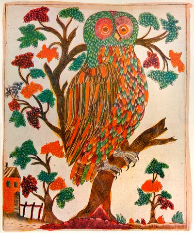 Uil, Lubok print, 1800 door Unbekannt